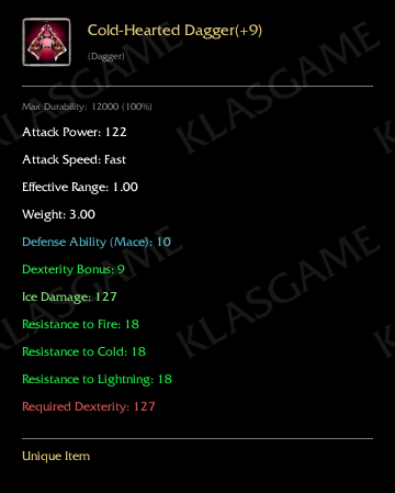 Cold-Hearted Dagger(+9)