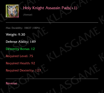 Holy Knight Assassin Pads(+1)