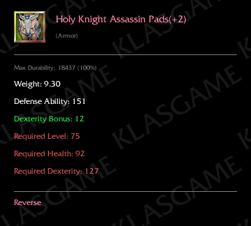 Holy Knight Assassin Pads(+2)