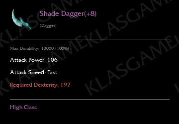 Shade Dagger(+8)