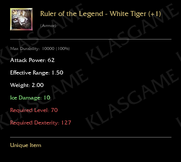 Ruler of the Legend - White Tiger (+1)