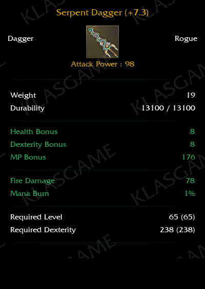 Serpent Dagger (+7.3)