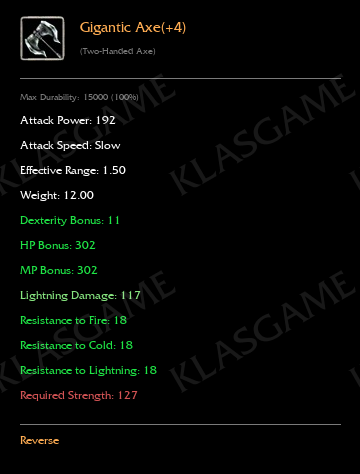 Gigantic Axe(+4) ( +8 eşya )