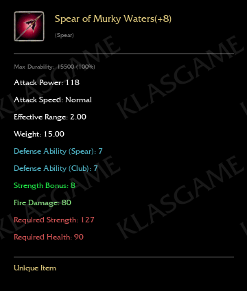 Spear of Murky Waters(+8) ( +1 eşya )