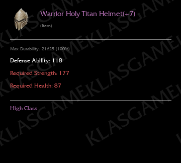 Warrior Holy Titan Helmet(+7) ( +4 eşya )
