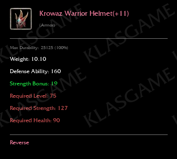 Krowaz Warrior Helmet(+11) ( +4 eşya )