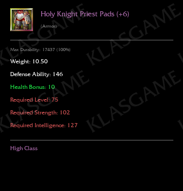 Holy Knight Priest Pads (+6)