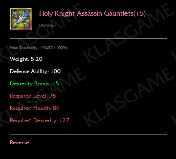Holy Knight Assassin Gauntlets(+5)