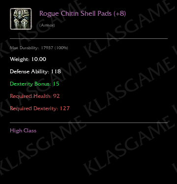 Rogue Chitin Shell Pads (+8)