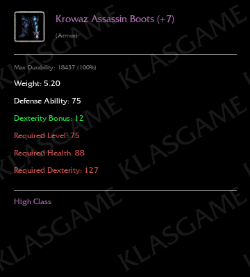 Krowaz Assassin Boots (+7) ( +4 eşya )