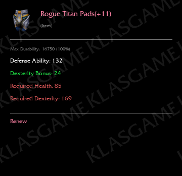 Rogue Titan Pads(+11) ( +4 eşya )