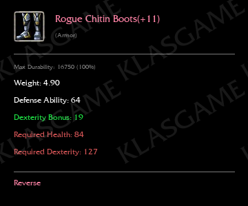 Rogue Chitin Boots(+11) ( +4 eşya )