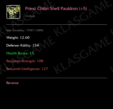 Priest Chitin Shell Pauldron (+5) ( +3 eşya )