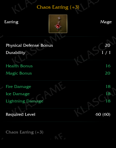 Chaos Earring (+3)