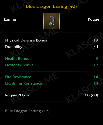 Blue Dragon Earring (+2) ( +4 eşya )