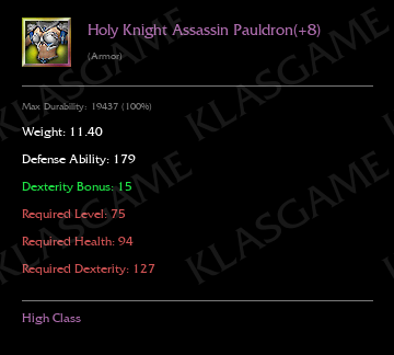 Holy Knight Assassin Pauldron(+8)