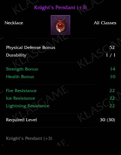 Knights Pendant (+3)