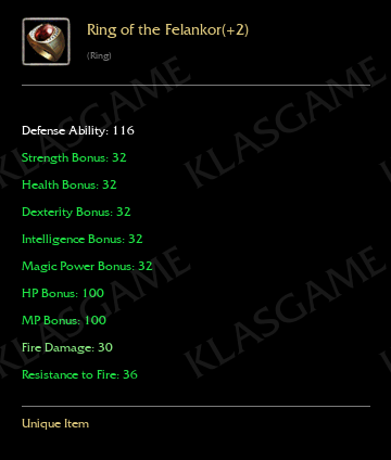 Ring of the Felankor(+2) ( +1 eşya )