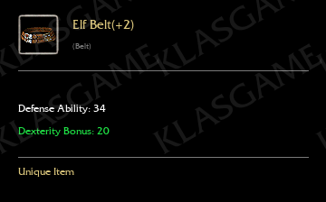 Elf Belt(+2) ( +1 eşya )