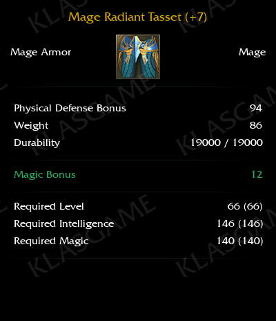 Mage Radiant Tasset (+7) ( +4 eşya )