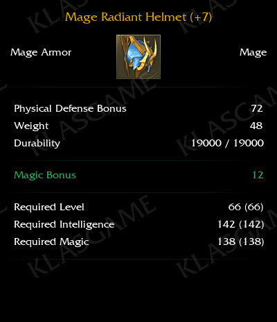 Mage Radiant Helmet (+7) ( +5 eşya )