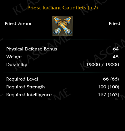 Priest Radiant Gauntlets (+7)