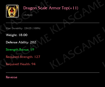 Dragon Scale Armor Top(+11) ( +4 eşya )