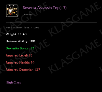 Rosetta Assassin Top(+7) ( +4 eşya )