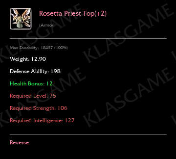 Rosetta Priest Top(+2) ( +4 eşya )