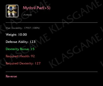 Mythril Pad(+5) ( +4 eşya )