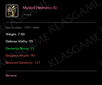 Mythril Helmet(+5) ( +4 eşya )