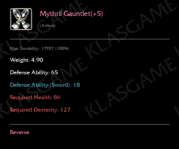 Mythril Gauntlet(+5)